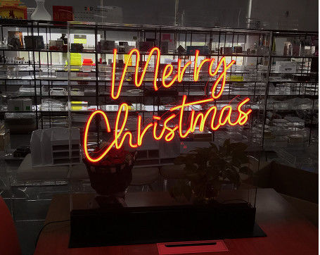 Merry Christmas LED Neon Letter Lights Pink And Red Stable Reliability And Anti UV