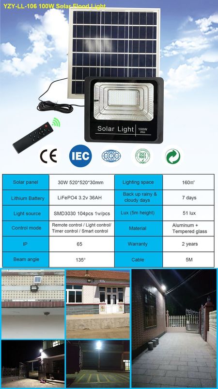 11000 Lumen Solar LED Flood Lights / Outside Solar Powered LED Floodlight Ip65